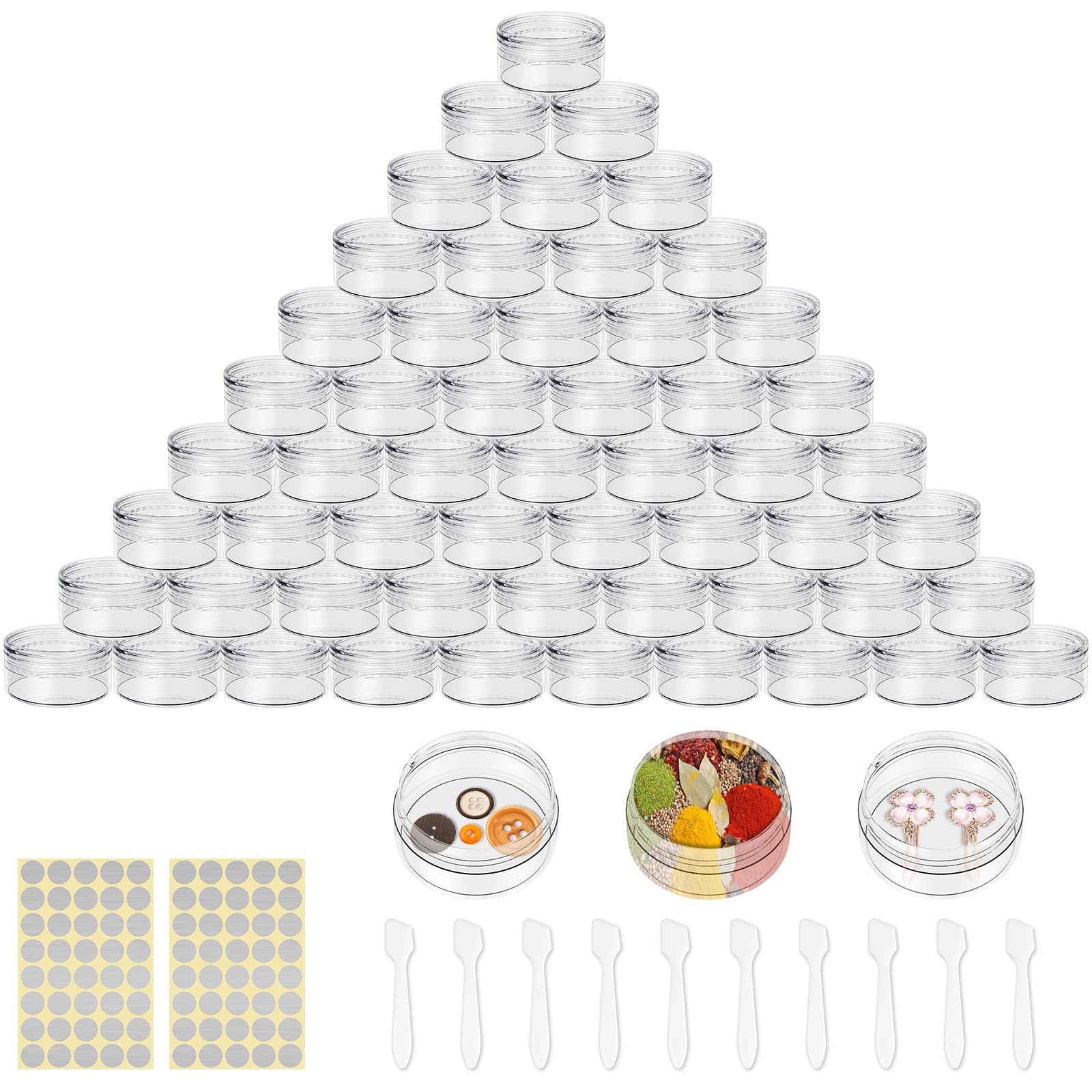70 Pcs Cosmetic Jars, 5 ML Sample Pots For Cosmetics, Transparent Travel Pots For Cream & Toiletries