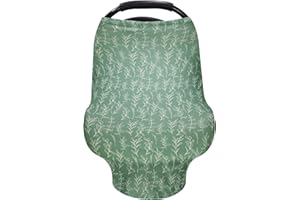 HNHUAMING Baby Car Seat Cover Girls, Infant Carseat Canopy, Stretchy Multi- use Nursing Cover for Stroller/High Chair/Shopping Cart/Car Seat Canopies (Green Sage)