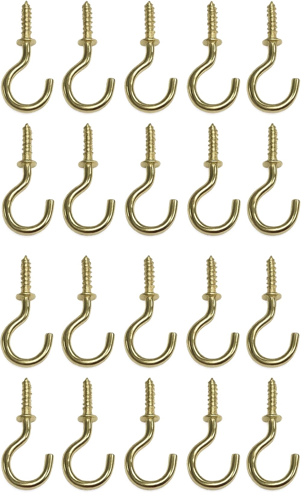 Merriway BH01114 Brass Plated Cup Hooks 19mm 3/4 Inch Pack 20 Hardware