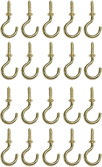 Merriway BH01114 Brass Plated Cup Hooks 19mm 3/4 Inch Pack 20 Hardware