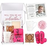 Potchen 6 Pcs Godmother Proposal Gift Will You Be My Godmother from Godchild God Mother Gift Basket Set Include Picture Frame Coffee Mug Bracelet Card Socks for Godmom Christmas Birthday Gifts