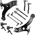 10PCS for 2002-2003 Toyota Camry Lexus ES300 Front Lower Control Arm w/Ball Joint + Tie Rod Ends + Sway Bar Left & Right Suspension Kit K620334 K620333 K90346 K90347 EV420 ES3600 ES3601 K90344