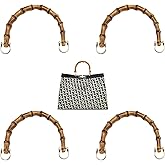 Real Bamboo Purse Handles with Metal Rings – 4 PCS Natural Bamboo Bag Handles for Crochet Bags, DIY Purse Handle Replacement, Bamboo Accessories for Bag Making