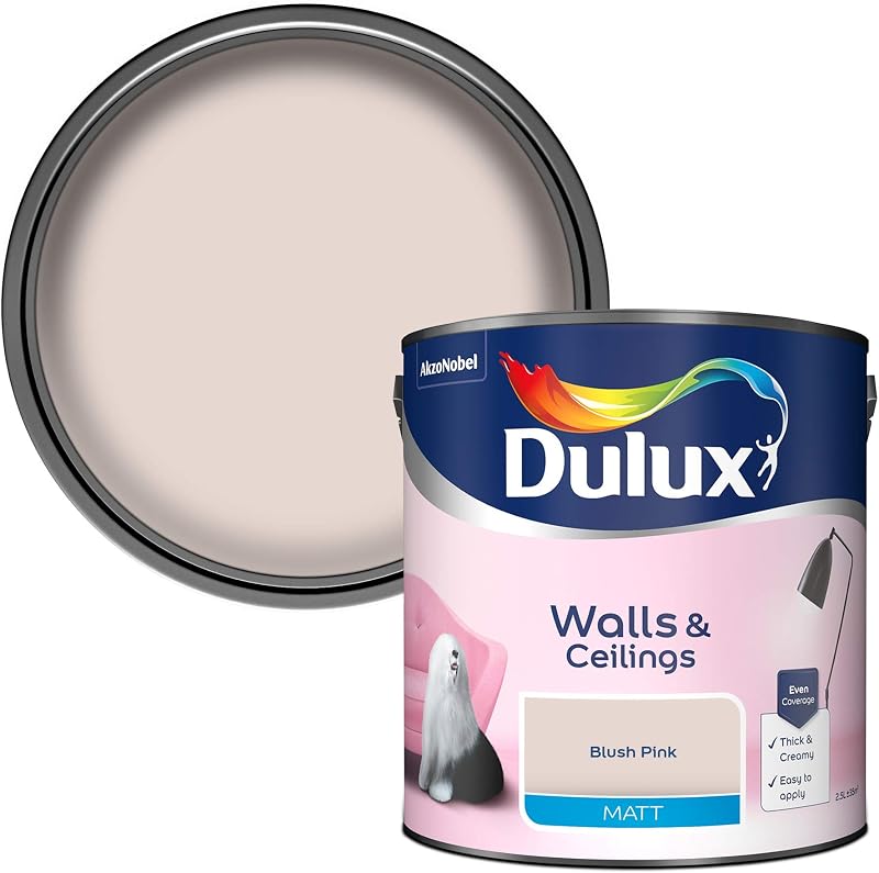 Dulux Walls & Ceilings Matt Emulsion Paint, Blush Pink, 2.5L
