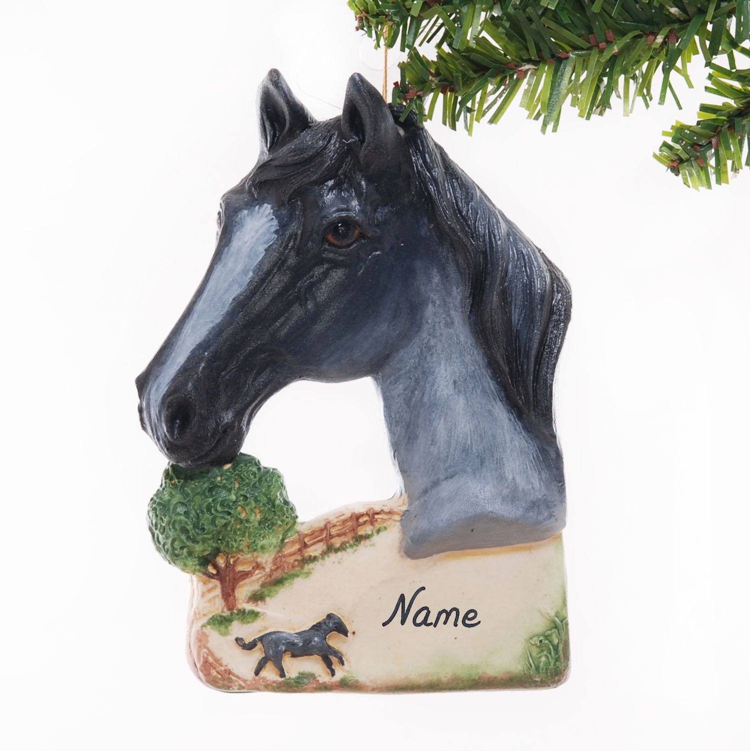 Blue Roan Horse Head Christmas Ornament Personalized with