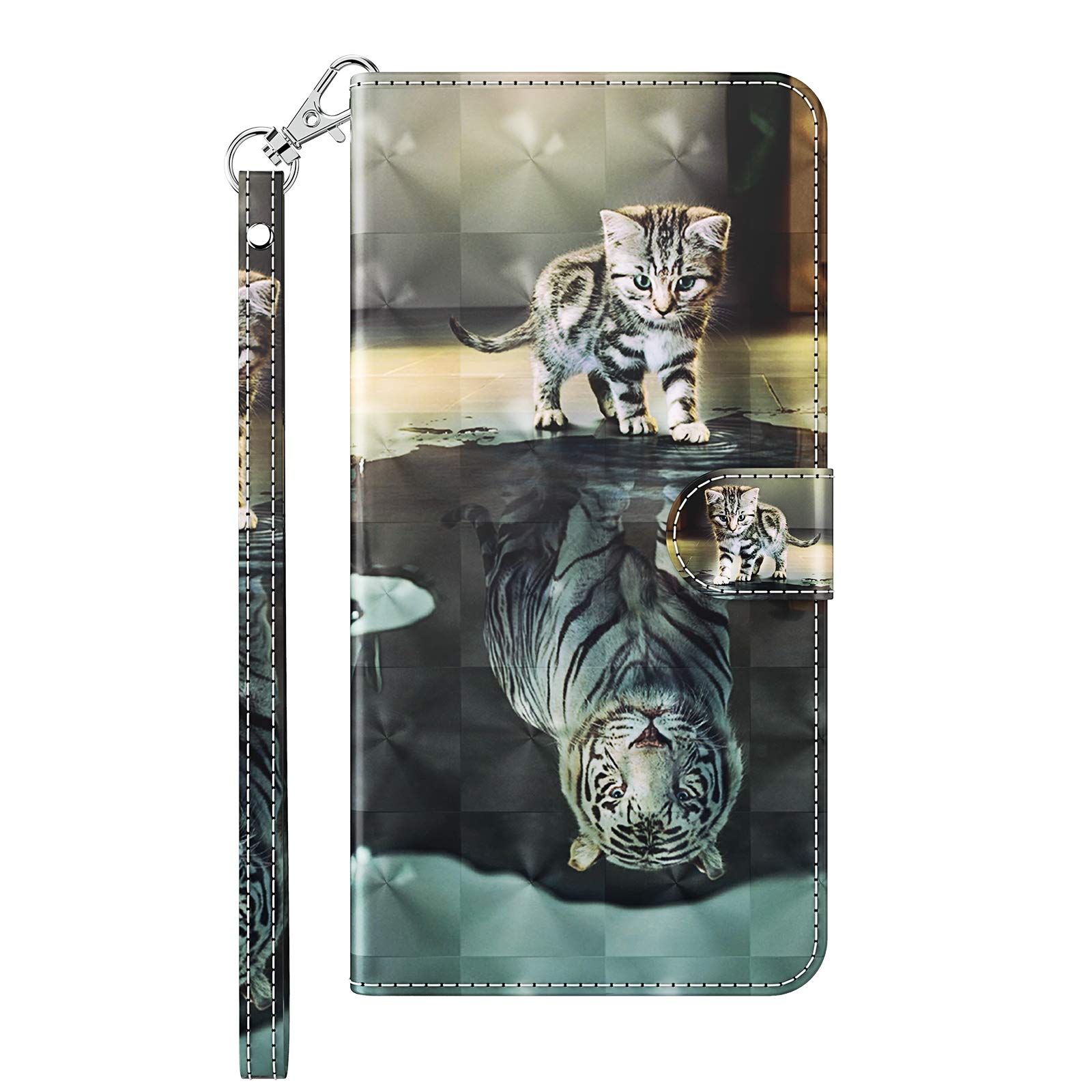 Samsung Galaxy S20 FE 2022 Case, S20 FE 5G Case, S20 FE Flip Case, Shockproof 3D PU Leather Wallet Case Cover with [Kickstand ] [Magnetic Clasp] [Card Holder] for S20 FE 2022/ 5G/ 4G, Cat & Tiger