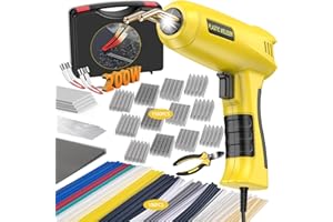 XR MARKET Upgrade 200W Plastic Welder, 1500PCS Hot Staples&106PCS 12 Colors Welding Rods Plastic Welding Kit, 3 IN 1 Plastic Welding Gun, Plastic Repair Kit for Car Bumpers/Kayaks Plastic Repairs