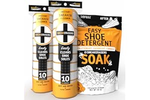 SneakERASERS Instant Sole and Sneaker Cleaner with Overnight Soak - Premium Shoe Cleaning Kit with Dual-Sided Sponges - Effective Shoe Cleaner for White Sneakers, Tennis Shoes - 20 Pack with Soak