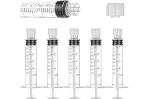 BEHERK 20 Pack 5ml/cc Luer Lock Syringe with Caps, Plastic Syringe without Needle for Liquid, Sterile Individually Wrapped