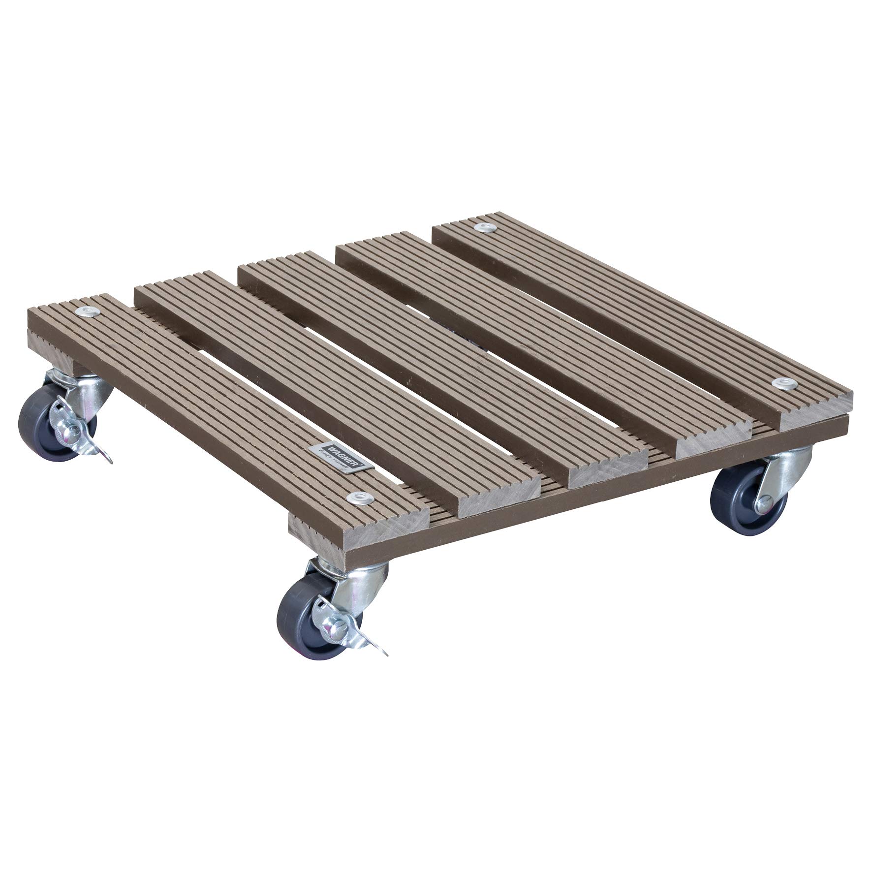 WAGNER Plant trolley WPC 29 x 29 x 7,5 cm I Flower trolley for indoor + outdoor use I Container trolley made of FSC® wood plastic composite, taupe I 2 breaks I Load capacity 80 kg - 20053101