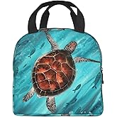 VOOHDDY Sea Turtle Fish Ocean Insulated Lunch Bag For Men Women Reusable Lunch Box Container Waterproof Portable Cooler Thermal Tote Bag For Work Office Picnic Beach Travel