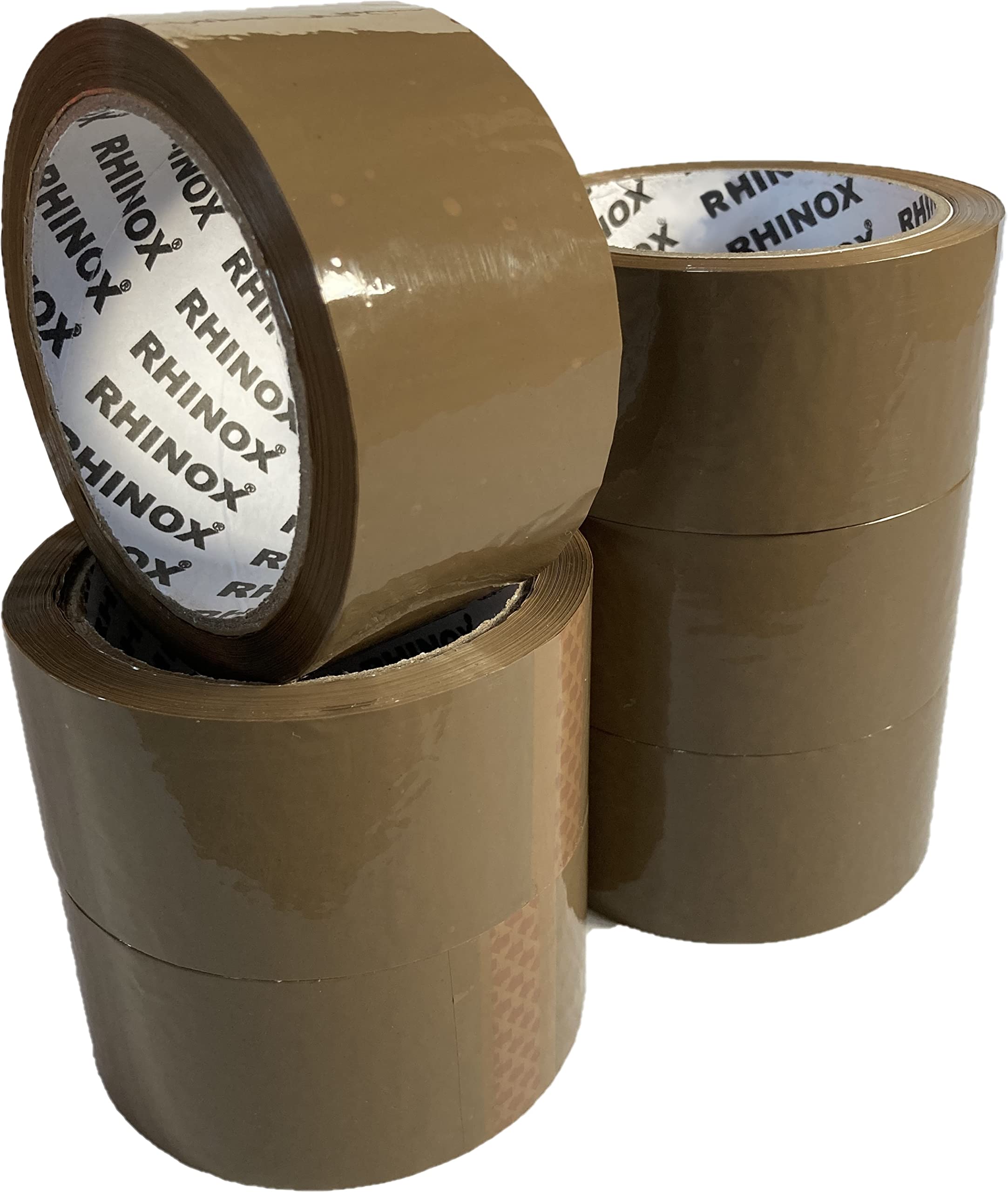 Rhinox General Purpose Brown Packaging Tape 6 Rolls Cellotape Per Carton 48mm x 66m Ideal For Cardboard Box Wrapping Packing Boxing Parcels Moving House Removals Strong Parcel Boxes (48MM X 66M)