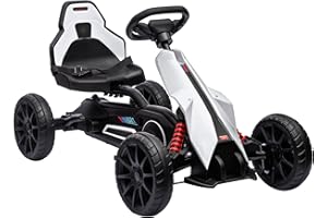 Aosom Kids Pedal Go Kart, Outdoor Ride on Toy with Adjustable Seat, Swing Axle, Handbrake, 4 Non-Slip EVA Wheels for Boys and Girls Aged 3-8 Years Old, White