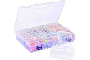 Funtopia Clear Bead Organizer Set, 30 Pcs Small Plastic Containers with Lids, 2 Sizes Rectangle Transparent Organizer Box for Arts Crafts, Jewelry, Diamonds, Screws, and Small Parts