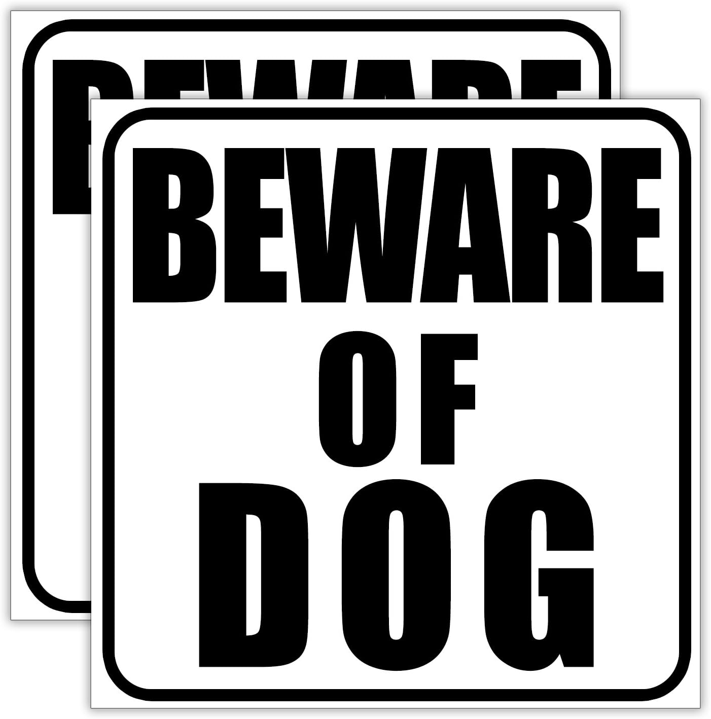 Beware of Dog Sticker - 2 Pack - 4 x 4 inches Commerical Grade Vinyl Sticker