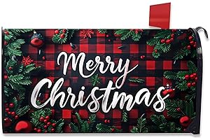 Nanikore Christmas Mailbox Cover Magnetic Standard Size 21 X 18 Winter Christmas Waterproof Post Box Cover Wraps Garden Yard Decor for Outdoor