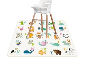 BOLAAZUL Splat Mat Waterproof Washable 43.3″, Anti Slip with Splash Mat for Art Crafts Under High Chair, Reusable Spill Mat for Floor Protector