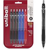 uniball&trade; Jetstream Elements Ballpoint Pens, 1.0mm, Assorted Ink, 6 Pack | Gel-smooth quick-drying hybrid ink, smudge-resistant for left-handed writers, contoured comfort grip, acid-free