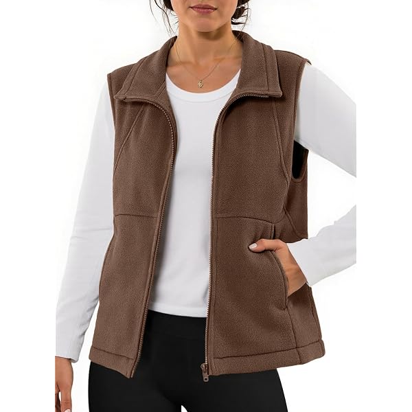 YANHAIGONG Womens Fuzzy Sherpa Fleece Jacket Lightweight Fall Vest With