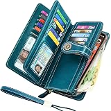 Portefeuille Femme Faneam RFID - Cuir, 14 Emplacements Cartes, Avec Bracelet