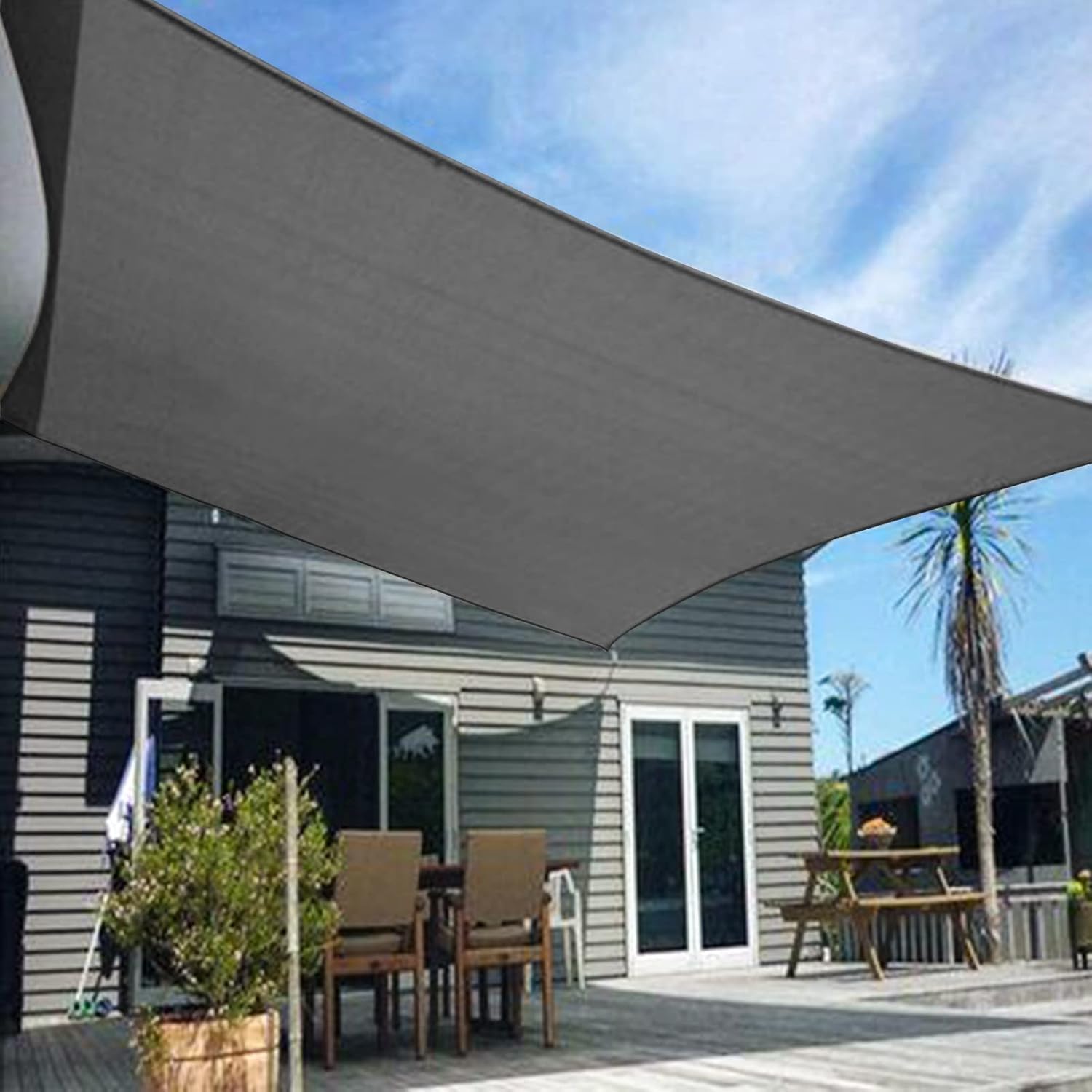 HENG FENG Sun Shade Sail Rectangle 2x4m HDPE Canopy Awning Sunscreen with 95% UV Block for Outdoor Patio Garden Anthracite
