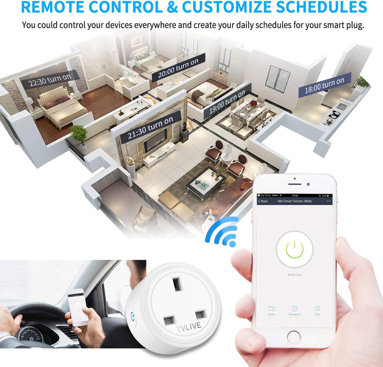 Smart Plug, TVLIVE 2 Pack Smart Plugs that Work with Alexa (Echo, Echo Dot), Google Home Voice Control, Energy Monitoring - Image 4