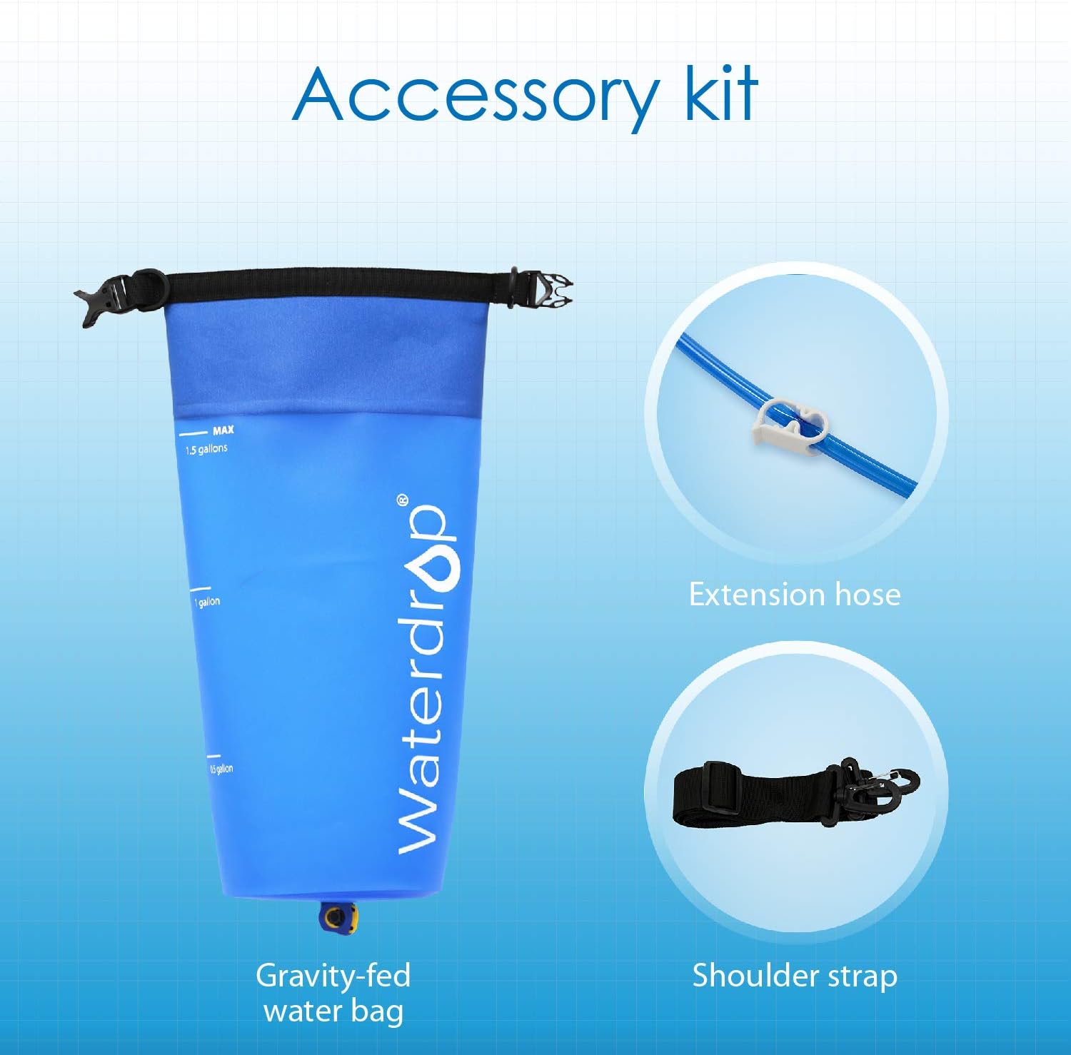 Waterdrop Gravity Water Bag, Compatible Water Filter Straw, 1.5 Gallon : Sports & Outdoors