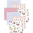 Little Treasure Hudson Baby Cotton Poly Flannel Receiving Blankets Multipack, Pink Soft Painted Floral, 30x30 inches