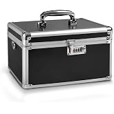 Black Medication Combination Lock Boxes with Code for Personal Items, Medicine Lockbox for Documents 12.8 x 7.6 x 8.27 Inches Colorful Medium