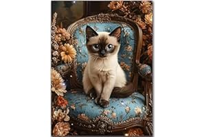 Cat Diamond Painting Kits for Adults Beginner, 5D DIY Cat Diamond Art Kits Round Full Drill Gem Art and Crafts for Home Wall 