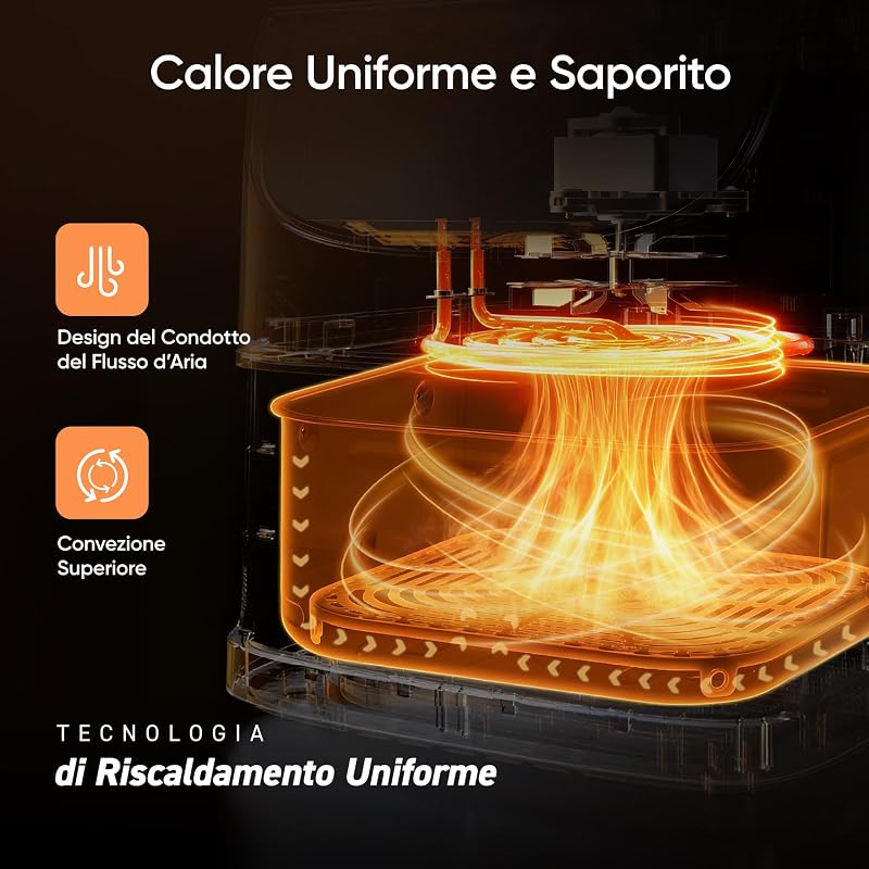 Friggitrice ad Aria 5,7 L, 13 Funzioni, 97% Meno Olio, 1700W Nero