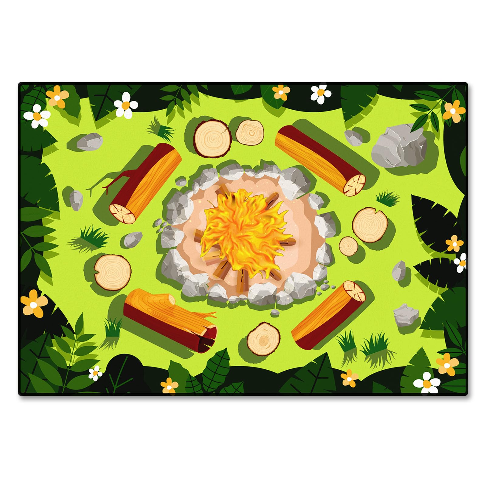 Photo 1 of ** NEW ** Timgle Campfire Play Rug 5'4" x 7'8" Fun Classroom Rugs Non Slip Camping Carpet for Woodland Forest Themed Kids Nursery Room Bedroom Living Room Camp Area Decor Back to School