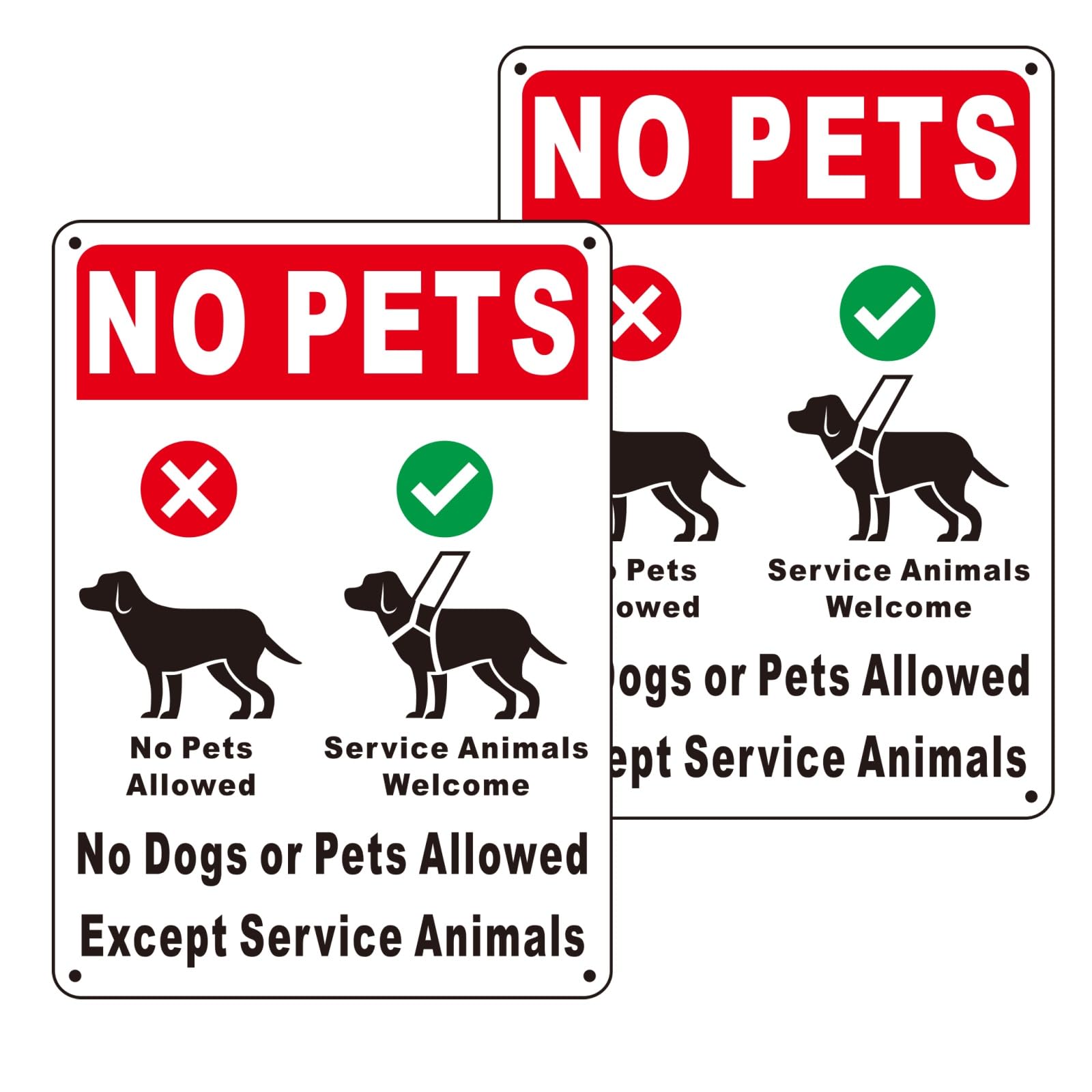 Photo 1 of (2 Pack) No Pets Allowed Sign, No Dog Signs - 10x7 Inch Aluminum No Pet Signage, Waterproof for Outdoor Use - Easy to Install with Pre-Drilled Holes for Restaurant, Apartment and Business (Red)