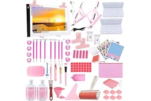 DNSGOOR 186Pcs All Inclusive Diamond Art Accessories Kit Diamond Painting A4 LED Light Pad Set with Diamond Art Sealer Glue Stand Storage Case Pens 5D Painting Tools for DIY Drill Craft