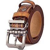 BISON DENIM Men's Belts Leather Dress Genuine Leather Classic Heavy Duty Buckle Belt Casual for Jeans