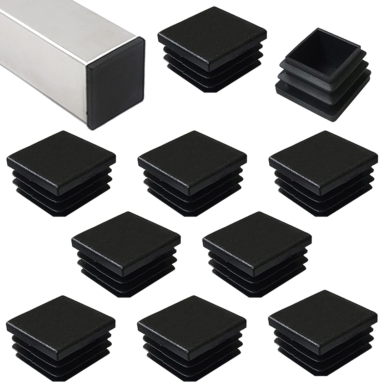 HJYZY Square Tube Black Plastic Plug 70 x 70mm Fence Post Pipe Finishing Caps Insert Chair Glide Tube End Cap Plugs for Square Tubing Table Chair Shelf Insert Finishing Plug 9pcs
