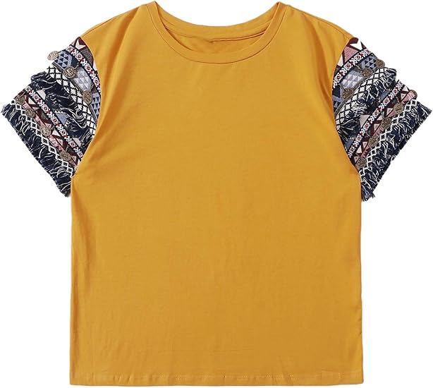 camiseta flecos mujer