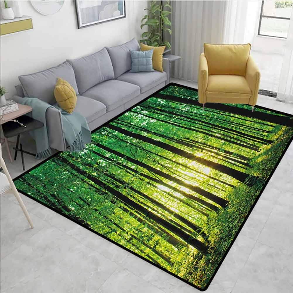 YucouHome Forest Novelty Bath Rugs, Green Woodland at