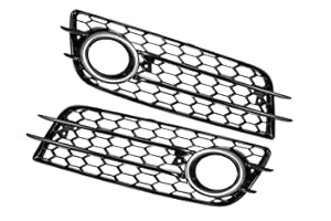 Hihaha Bumper Grill Cover for Audi A4 B8 S-Line S4 2008-2012 / Front Fog Light Grille/Durable / 2 Pcs