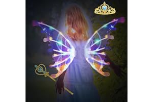 QUOXO Pet Glowing Wings,Electric Light Up Elf Butterfly Wings with LED Lights and Music,Halloween Costumes Dress Up Dog Fairy Wings for Kids Women (Colorful Lights)