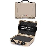 NANUK 910 Hard Case with Customizable Cubed Foam, IP67 Waterproof & Crushproof, Rugged Construction for Ultimate Protection, Made in North America – Tan (14.3” x 11.1” x 4.7”)