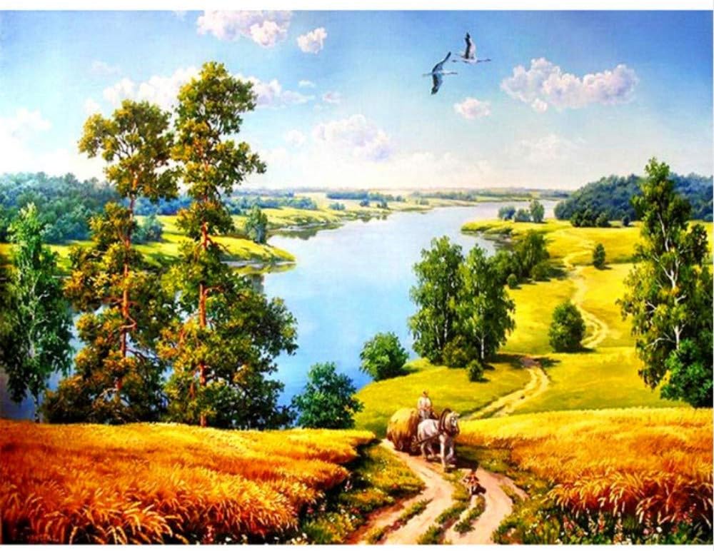 5D DIY Diamond Painting Autumn Scenery Full Drill Square Diamond Diamond Embroidery Cross Stitch Rhinestone Mosaic Home Decor Painting 40X50Cm