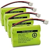 Kruta 27910 Cordless Telephone Battery Compatible with AT&amp;T 89-1323-00-0 Motorola SD-7501 RadioShack 23-959 23-894 Ni-MH 3.6V, (Pack 4)