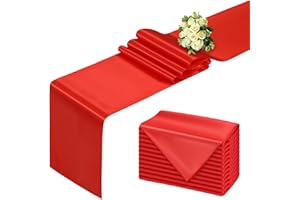 BDDC Red Table Runner 12x108 Inch - 12 Pack Satin Table Runners, Smooth Table Runner for Party Wedding Banquets Birthday
