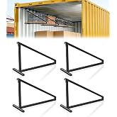 4 Pack Heavy Duty Shipping Container Shelving | 1 Tier Shipping Container Shelf Brackets，Black Powder-Coated Steel, 650 lbs Capacity per Stand, Easy to Install and Remove