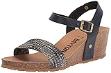 Bayton Women's Low Wedge Sandal, Black, 10