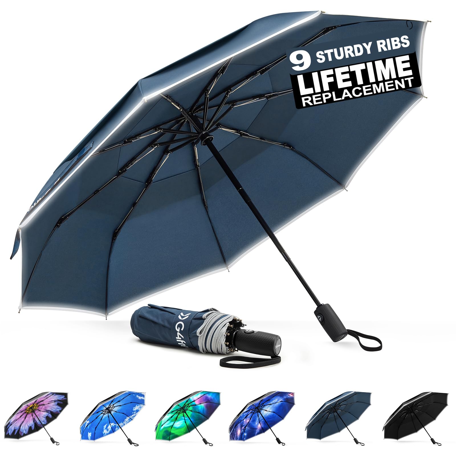 G4Free 42 Inch Eco Windproof Folding Umbrella for