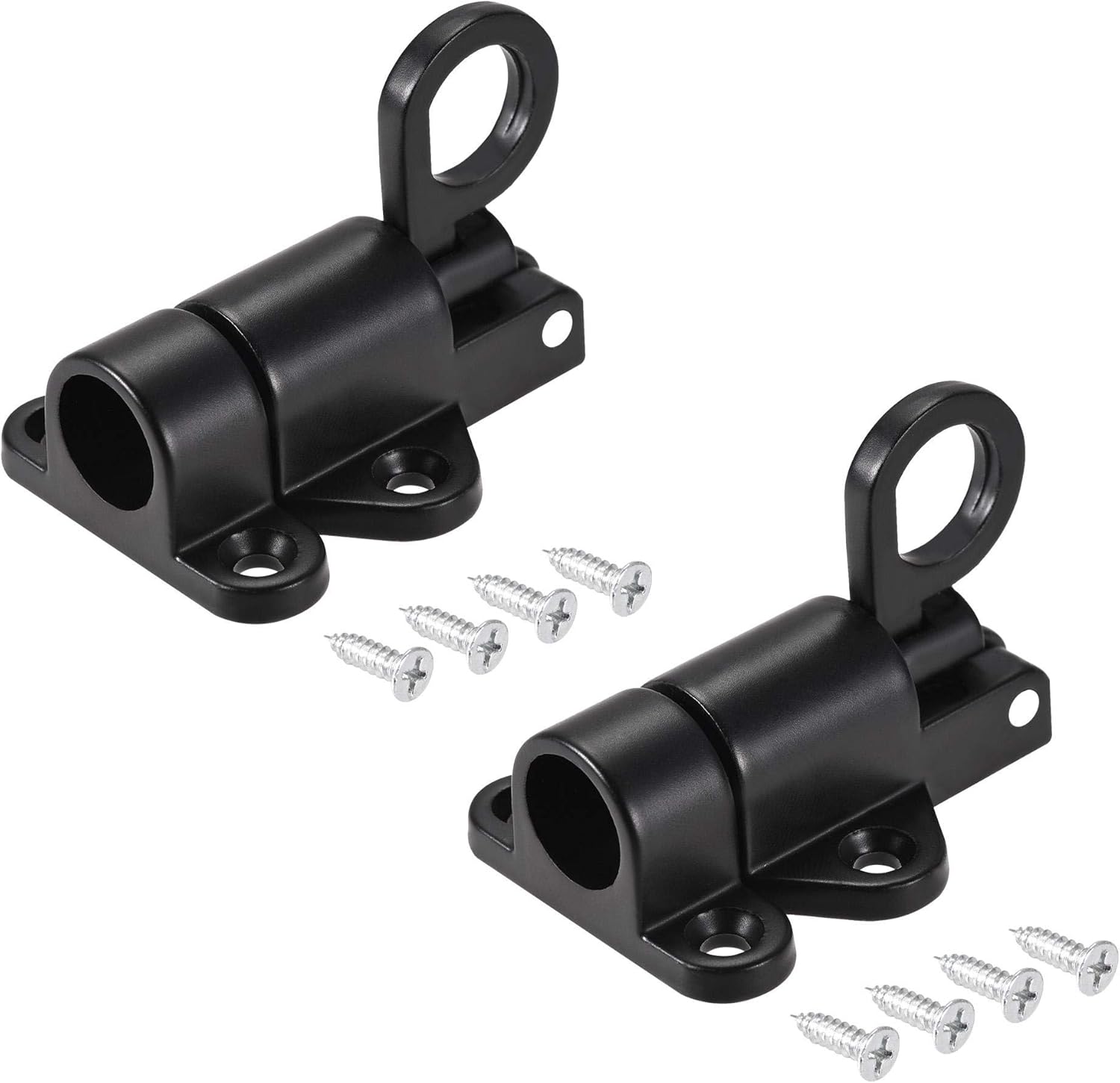 sourcing map Door Spring Bolt Aluminum Alloy Security Automatic Window Gate Latch Bounce Lock Black 2pcs