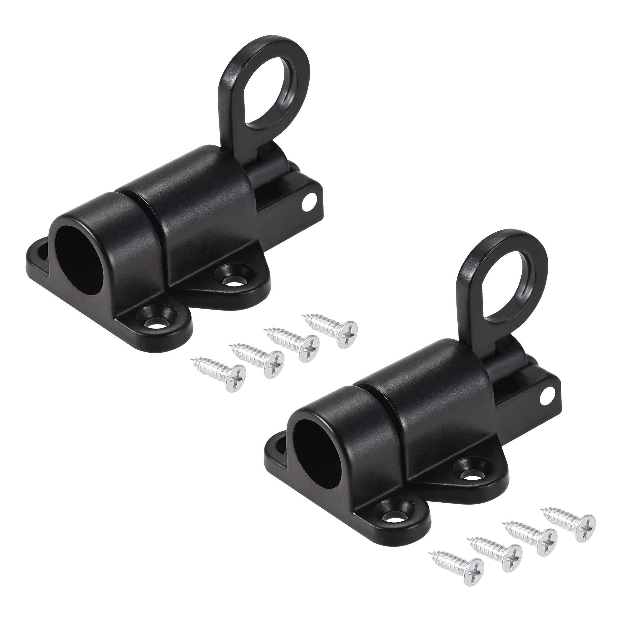 sourcing map Door Spring Bolt Aluminum Alloy Security Automatic Window Gate Latch Bounce Lock Black 2pcs