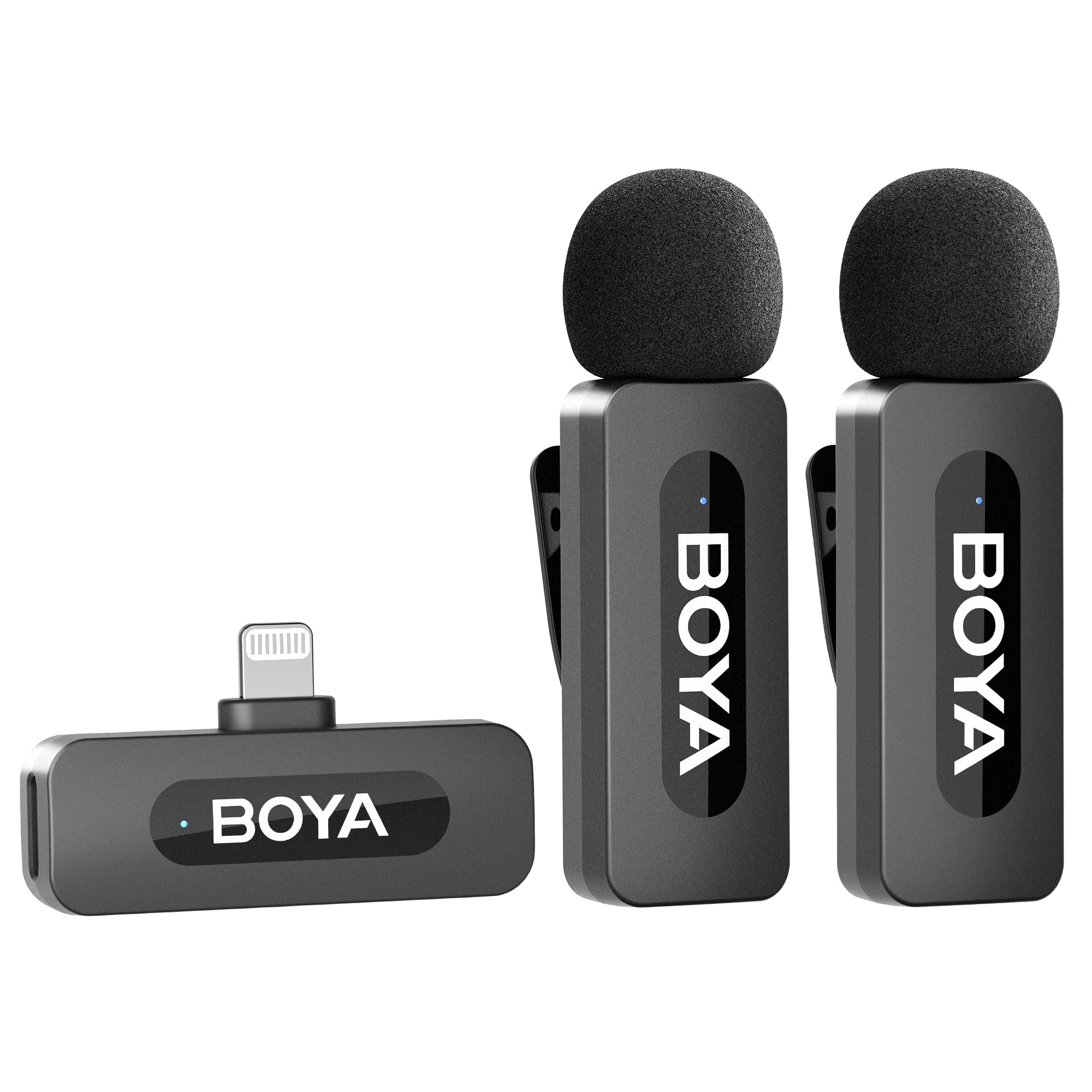 BOYA BY-V2 Wireless Microphone for iPhone,2.4GHz Plug Play Mnini Clip-on Mic for iPhone 14/14 Pro/13/13 Pro/12 iPad IOS Devices Vlogging YouTube Video Recording Podcast Interview